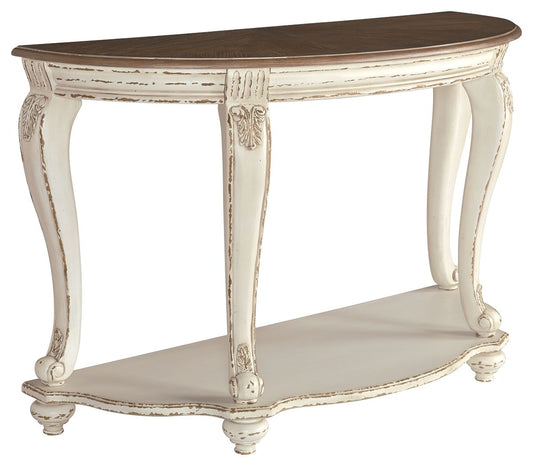 Realyn - Sofa Table - White / Brown
