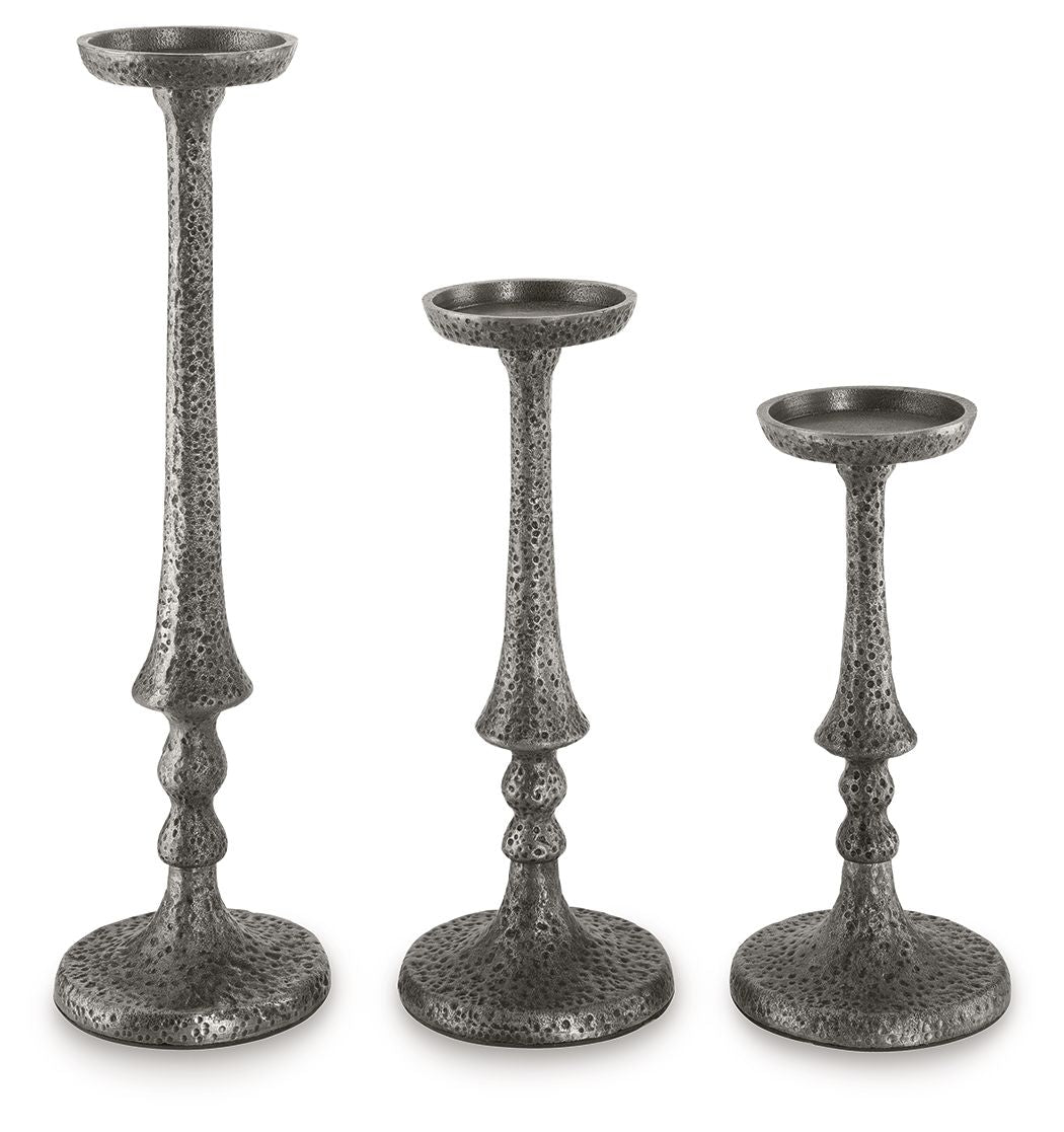 Eravell - Candle Holder Set (Set of 3) - Pewter Finish