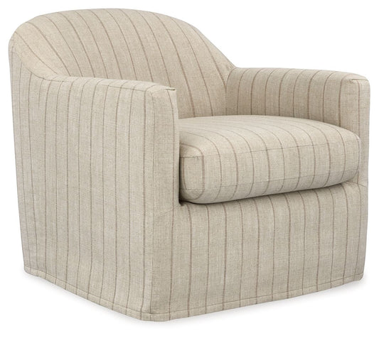 Valwick - Swivel Accent Chair - Cream / Brown