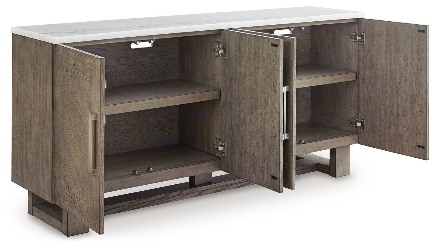 Loyaska - Extra Large TV Stand - Grayish Brown / White