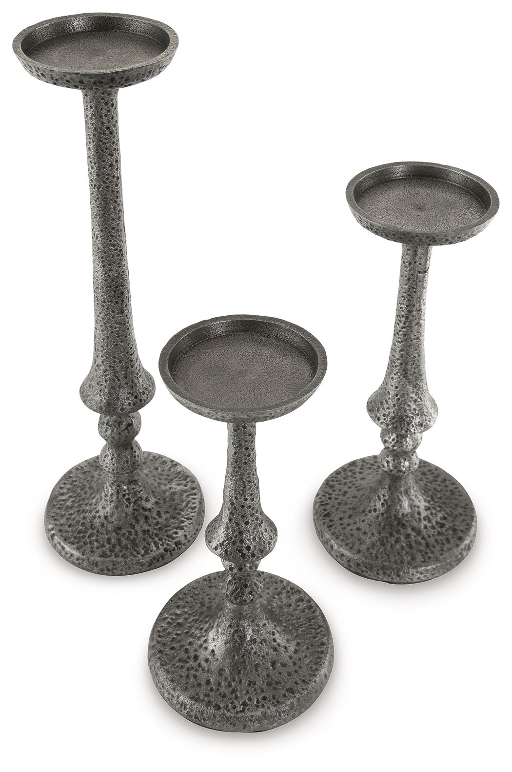 Eravell - Candle Holder Set (Set of 3) - Pewter Finish