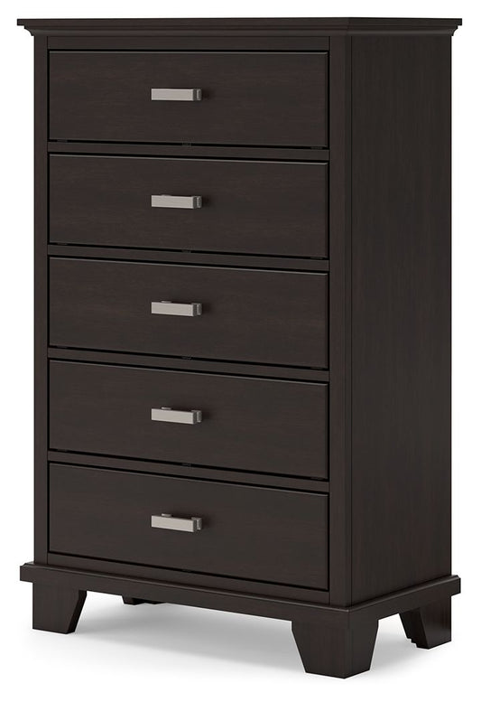 Covetown - Five Drawer Chest - Dark Brown