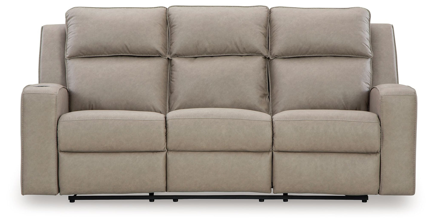 Lavenhorne - Rec Sofa W/Drop Down Table - Pebble