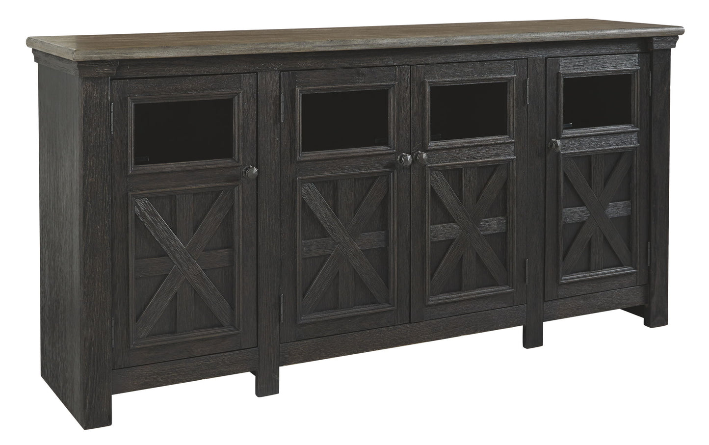 Tyler Creek - Extra Large TV Stand - Black / Gray