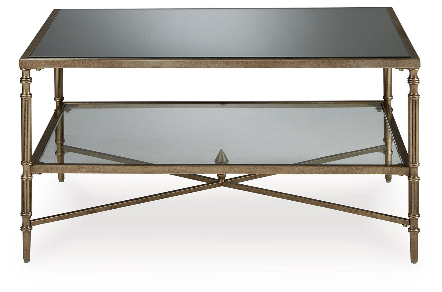 Cloverty - Rectangular Cocktail Table - Aged Gold Finish