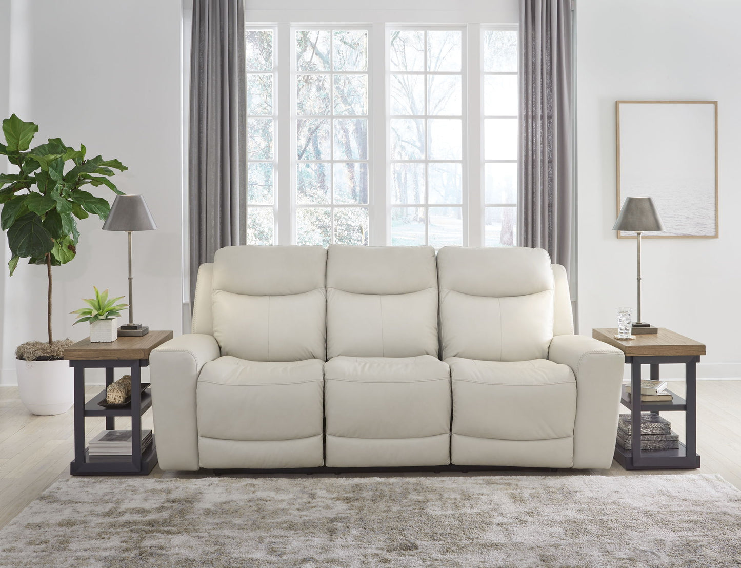 Mindanao - 3 Pc. - Power Reclining Sofa, Power Reclining Loveseat With Console, Power Recliner - Coconut