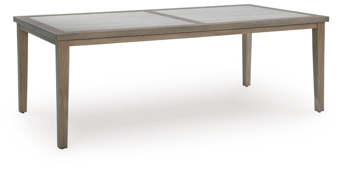 Rainier Ranch - Rectangle Dining Table With Umbrella Option - Brown / Beige