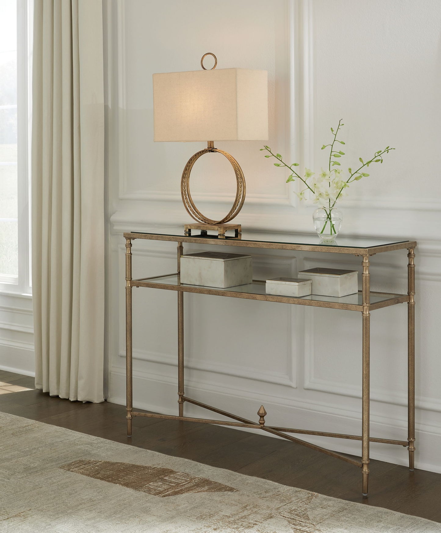 Cloverty - Sofa Table - Aged Gold Finish