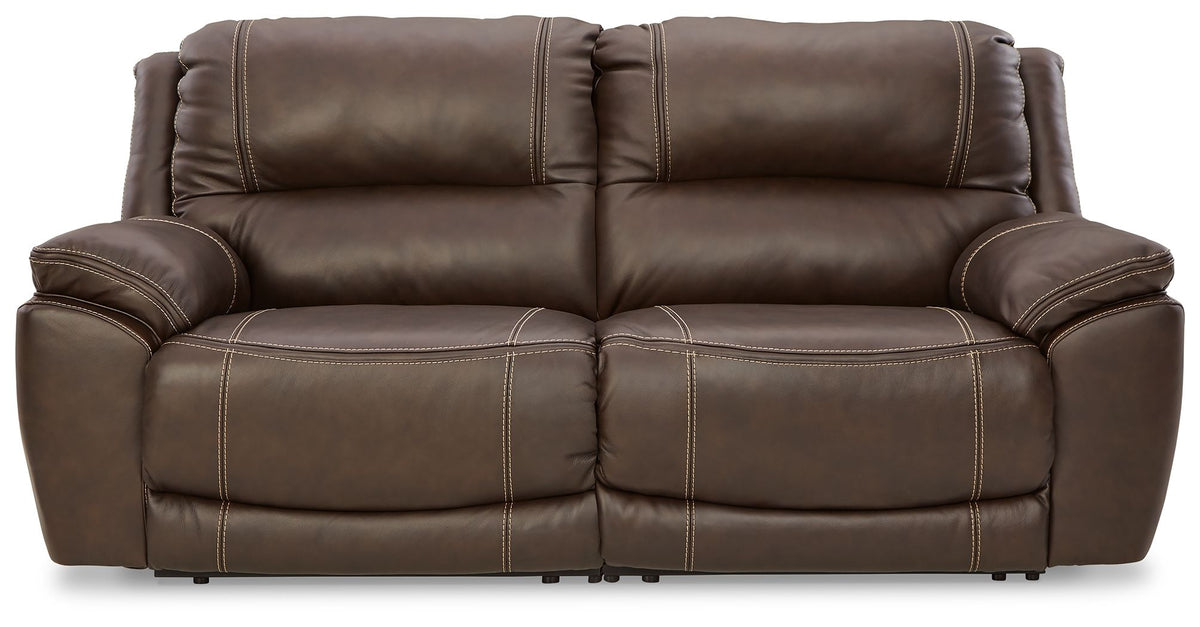 Dunleith 2-piece power reclining loveseat in chocolate by Ashley Furniture