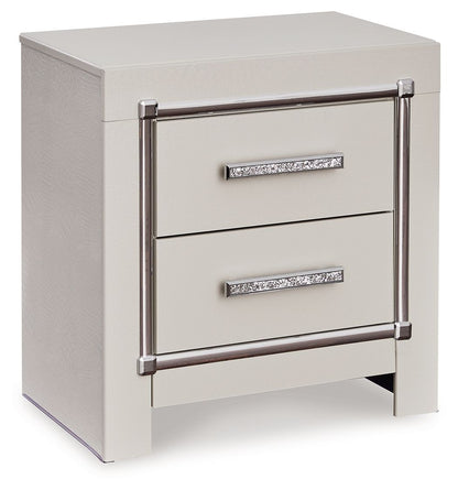 Zyniden - Two Drawer Night Stand - Silver