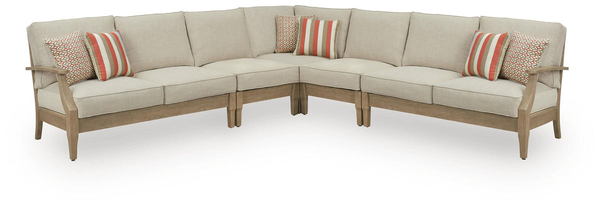 Clare View 5-piece outdoor sectional in beige by Ashley Furniture