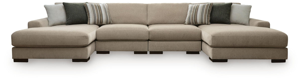 Linenhause 4-piece double chaise sectional in dune by Ashley Furniture