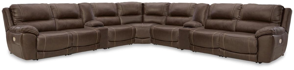 Dunleith 9-piece power reclining sectional in chocolate by Ashley Furniture