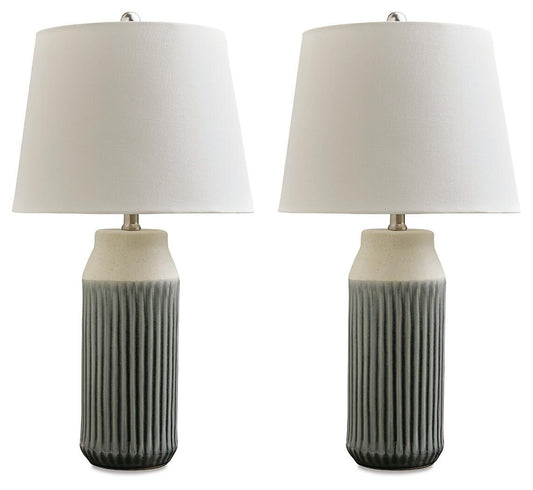 Afener - Ceramic Table Lamp (Set of 2) - Blue / Beige