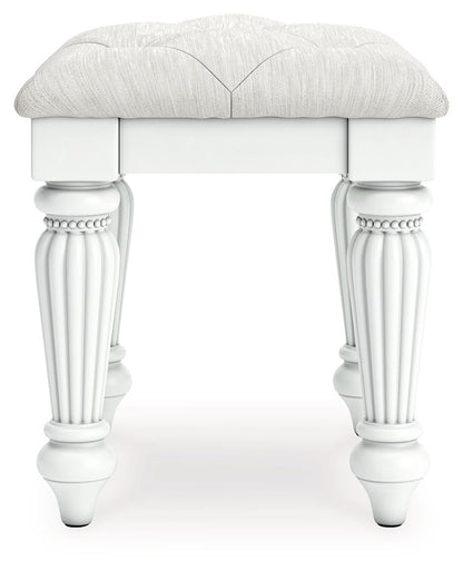 Kozlani - Vanity Upholstered Stool - White