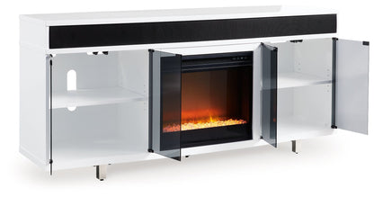 Gardoni - 72" TV Stand With Electric Fireplace - White / Black