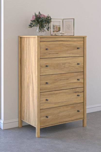 Bermacy - Five Drawer Chest - Light Brown