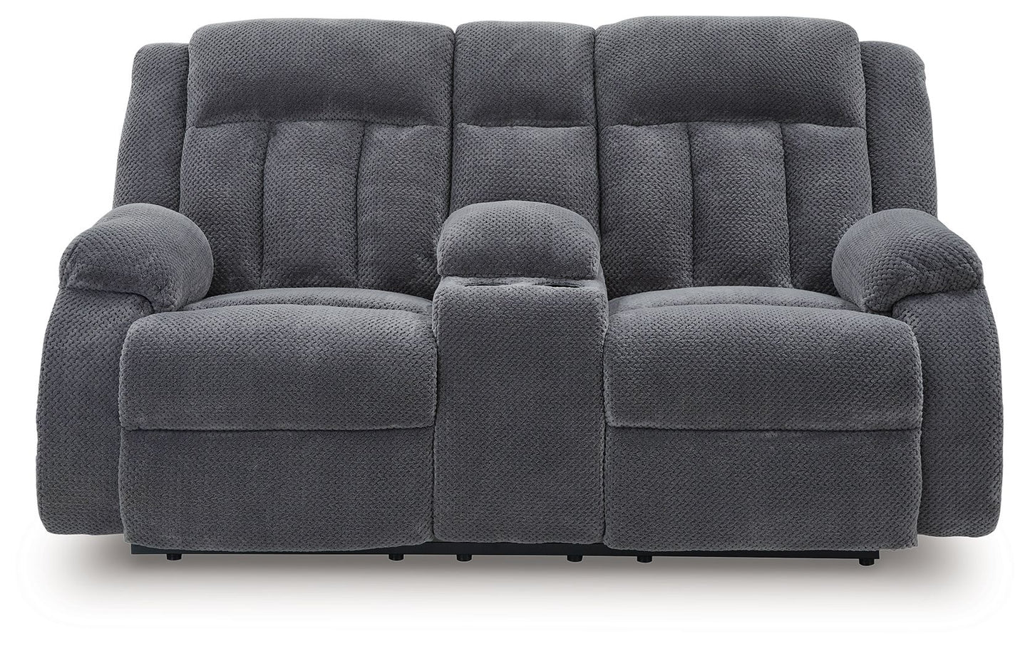 Observation - Double Reclining Power Loveseat With Console - Steel