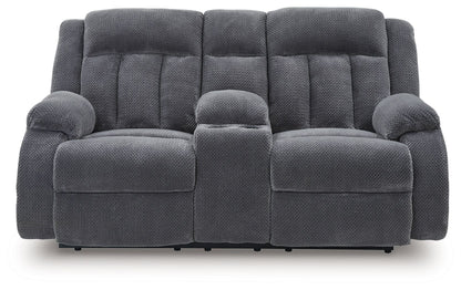 Observation - Double Reclining Power Loveseat With Console - Steel