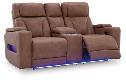 Clean-Slate - Power Reclining Loveseat With Console / Adj Headrest - Caramel