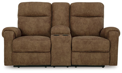 Edenwold - Dbl Reclining Loveseat with Console - Brindle