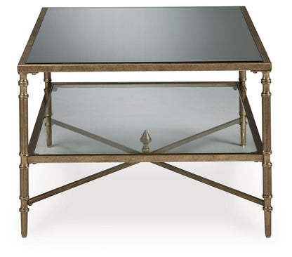 Cloverty - Rectangular Cocktail Table - Aged Gold Finish