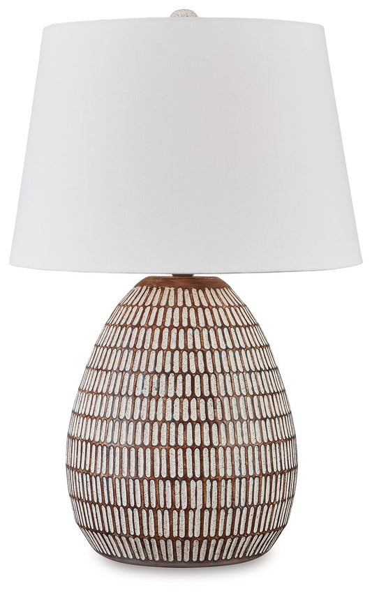 Darrich - Metal Table Lamp - Beige / White