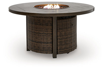 Monterey Point - Round Fire Pit Table - Dark Brown