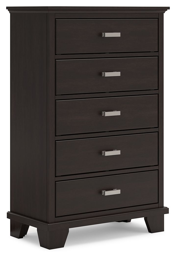 Covetown - Five Drawer Chest - Dark Brown