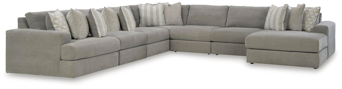 Avaliyah 7-piece sectional with RAF corner chaise in ash by Ashley Furniture