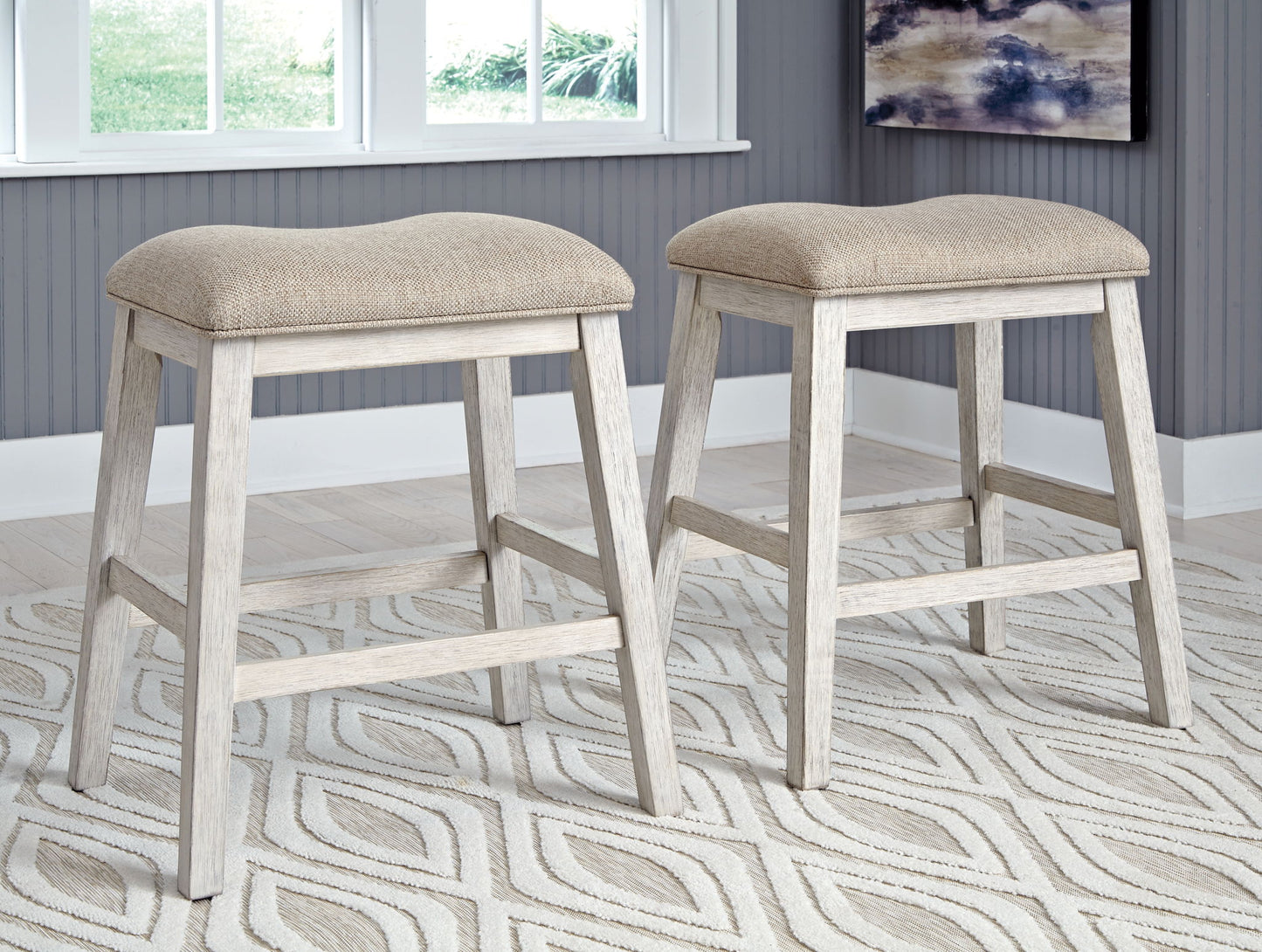 Skempton - Upholstered Stool (Set of 2) - White