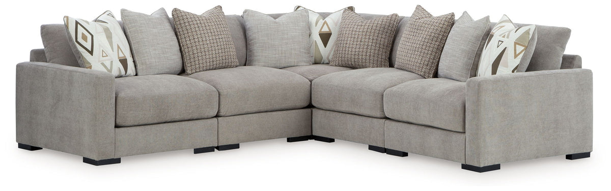 Aslan Court 5-piece sectional in pebble by Ashley Furniture
