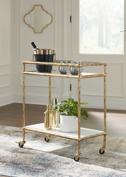 Plattfield - Bar Cart - Antique Gold Finish