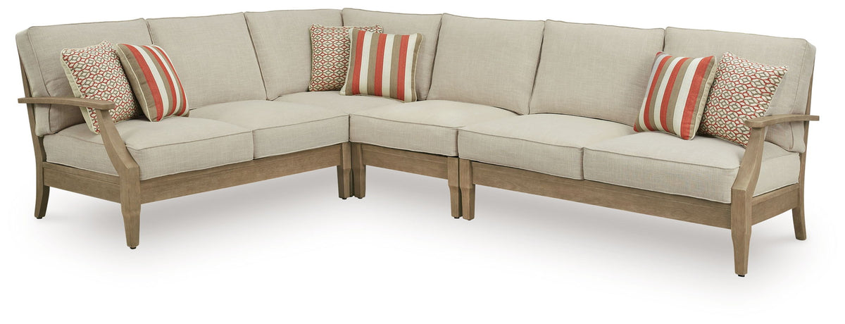 Clare View 4-piece outdoor sectional in beige by Ashley Furniture