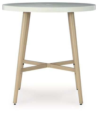 Seton Creek - Round Bar Table With Umbrella Option - Beige