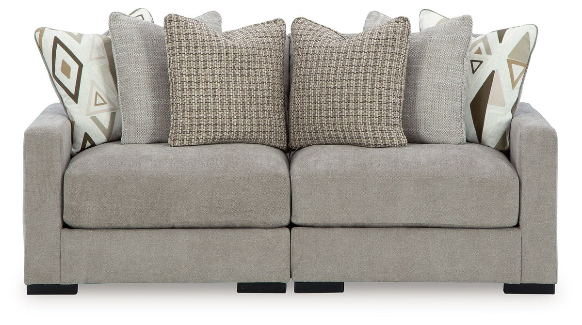 Aslan Court 2-piece loveseat sectional in pebble by Ashley Furniture