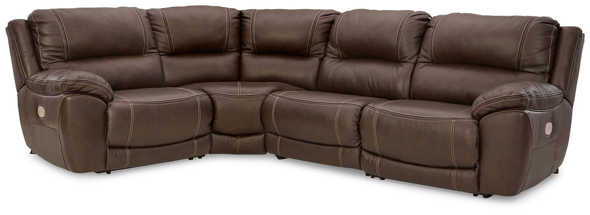 Dunleith 4-piece power reclining sectional in chocolate by Ashley Furniture