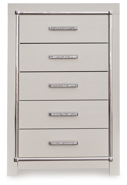 Zyniden - Five Drawer Chest - Silver