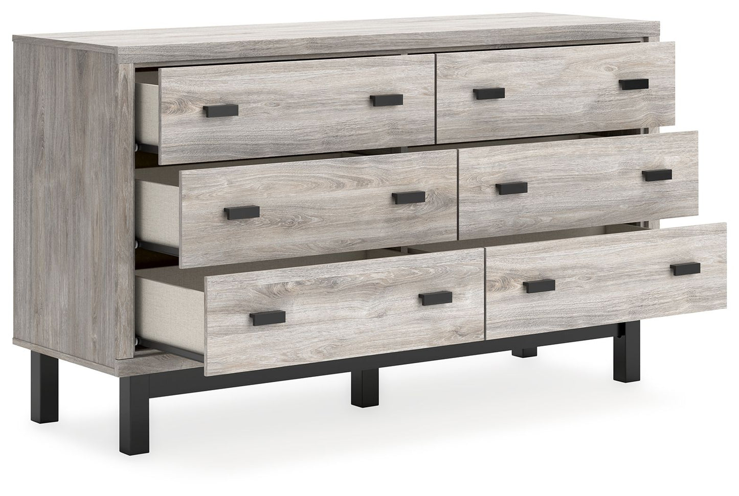 Vessalli - Six Drawer Dresser - Black / Gray