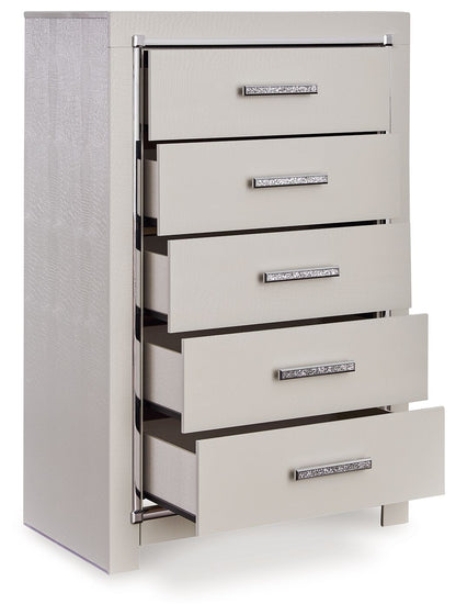 Zyniden - Five Drawer Chest - Silver