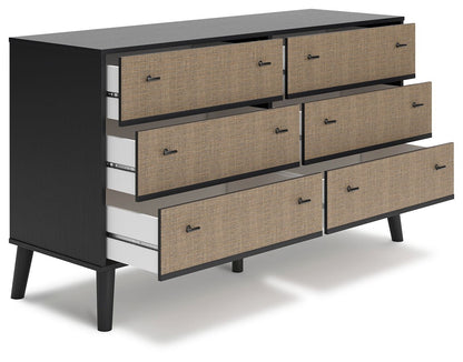 Charlang - Six Drawer Dresser - Black / Gray