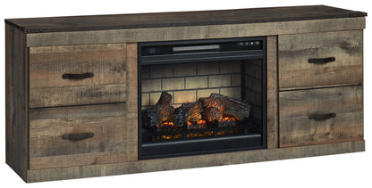 Trinell - TV Stand With Electric Fireplace - Brown