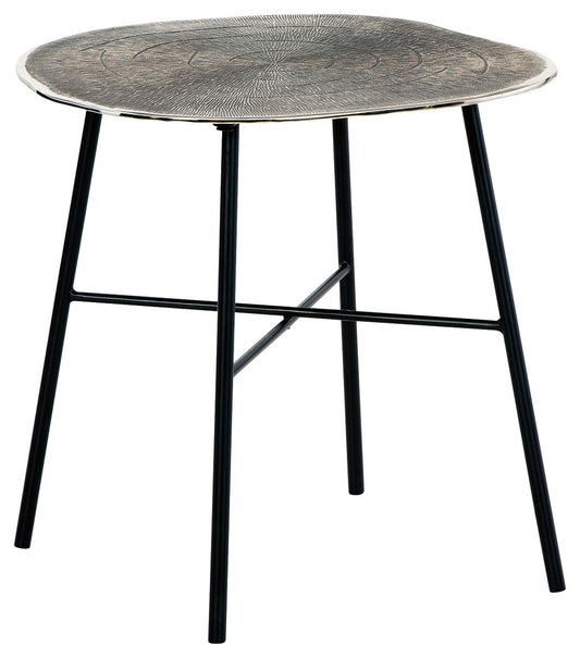 Laverford - Round End Table - Chrome / Black