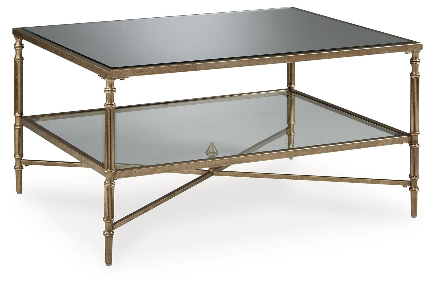 Cloverty - Rectangular Cocktail Table - Aged Gold Finish