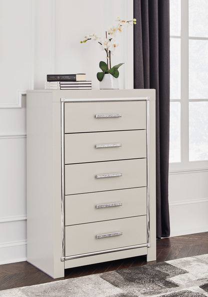 Zyniden - Five Drawer Chest - Silver