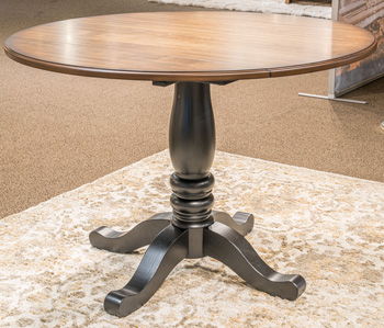 Clorazi black brown round dining room drop leaf table by Ashley Furniture